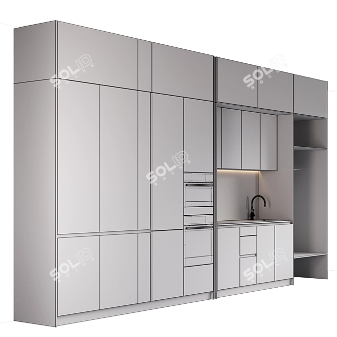 Streamlined Multimaterial Kitchen 3D model image 7