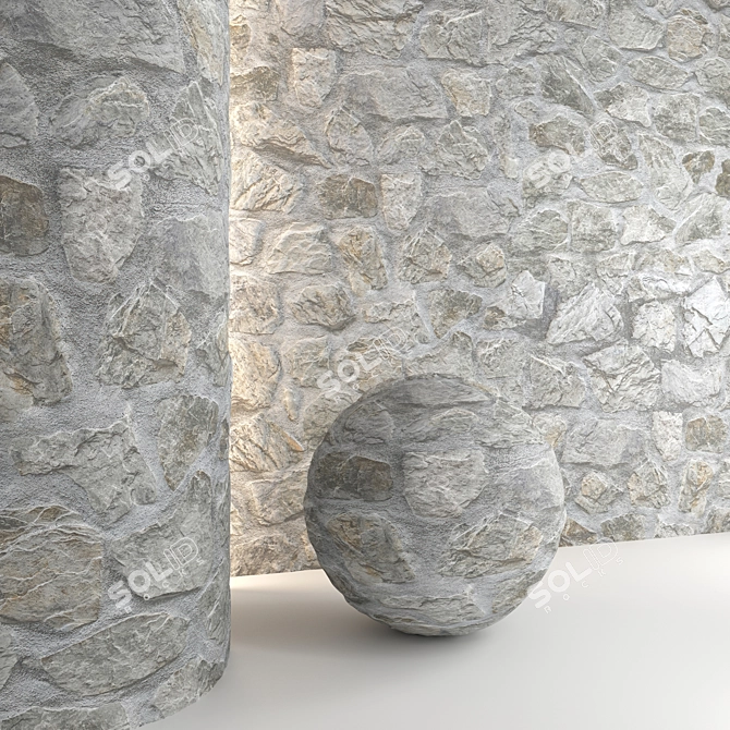 Stone Wall Textured 3D Model 3D model image 2