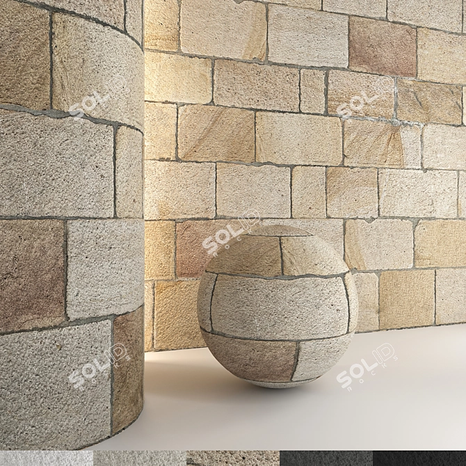 High-Quality Stone Wall Pack 3D model image 1