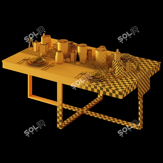 Elegant New Year Dining Set 3D model image 3