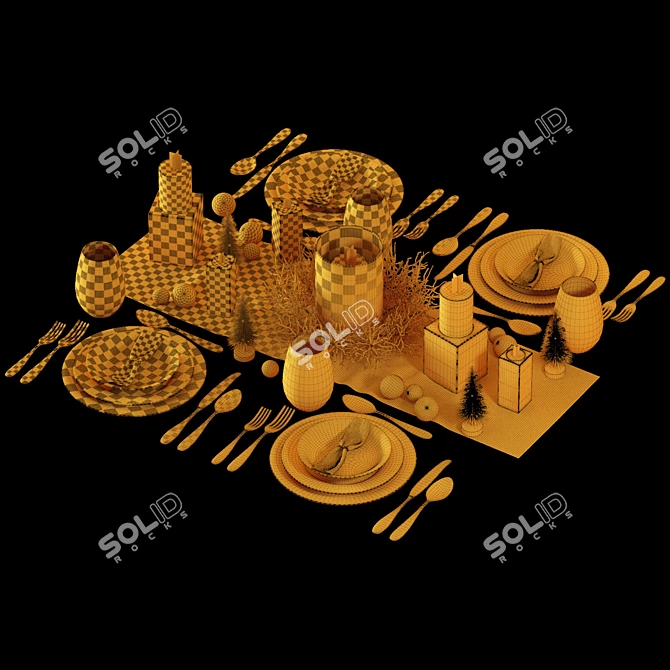 Elegant New Year Dining Set 3D model image 6