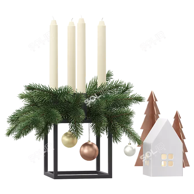 Advent Decor Set: Kubus Candleholder 3D model image 1