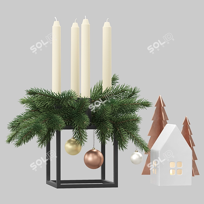 Advent Decor Set: Kubus Candleholder 3D model image 2