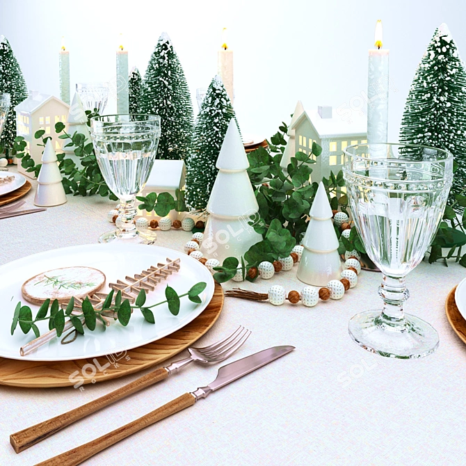 Festive Table Setting Assets 3D model image 2