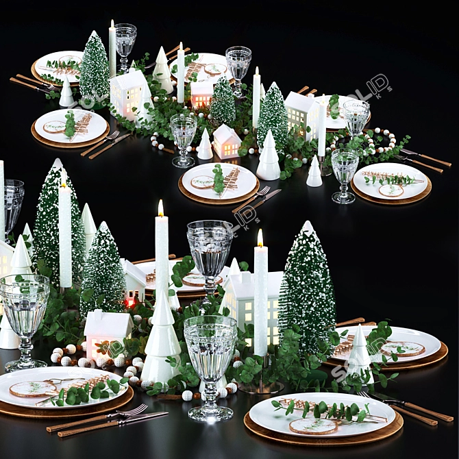 Festive Table Setting Assets 3D model image 6