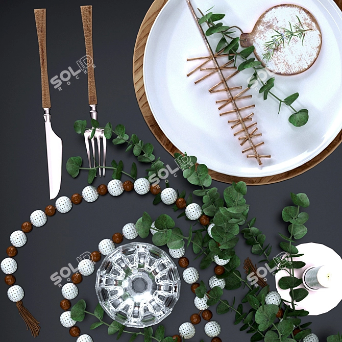 Festive Table Setting Assets 3D model image 8