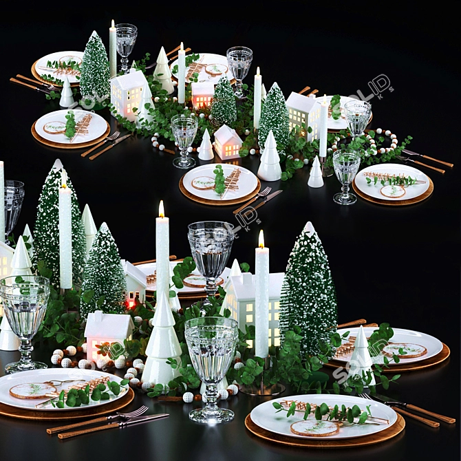 Festive Table Setting Assets 3D model image 16