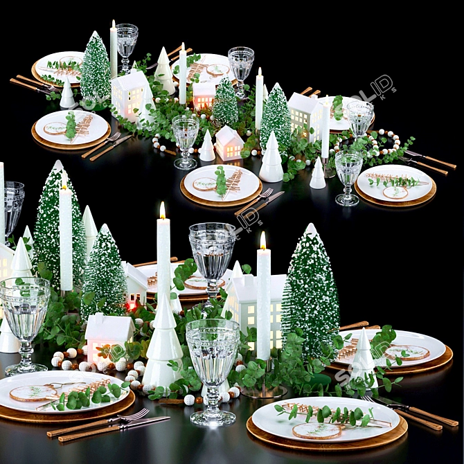 Festive Table Setting Assets 3D model image 27