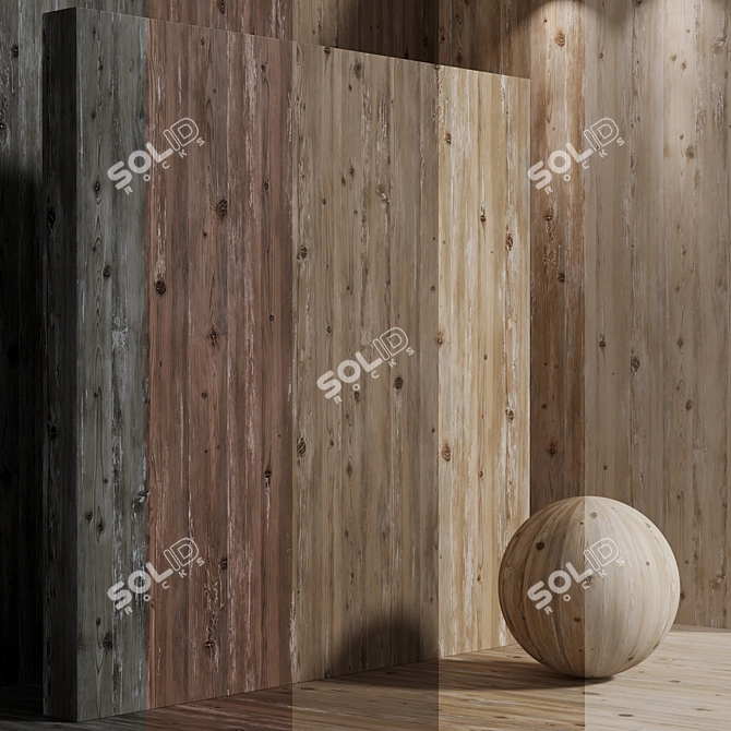 Seamless Pine Plank Set 169 3D model image 1