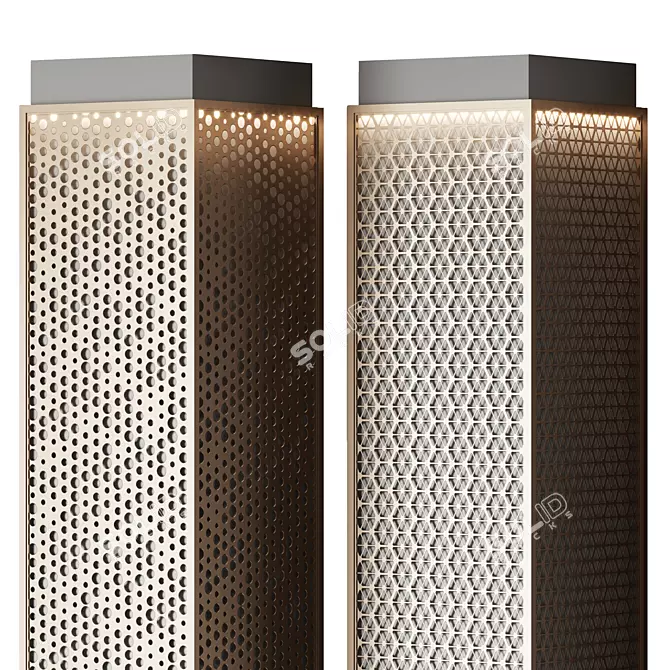 Perforated Metal Columns: Customizable Design 3D model image 2