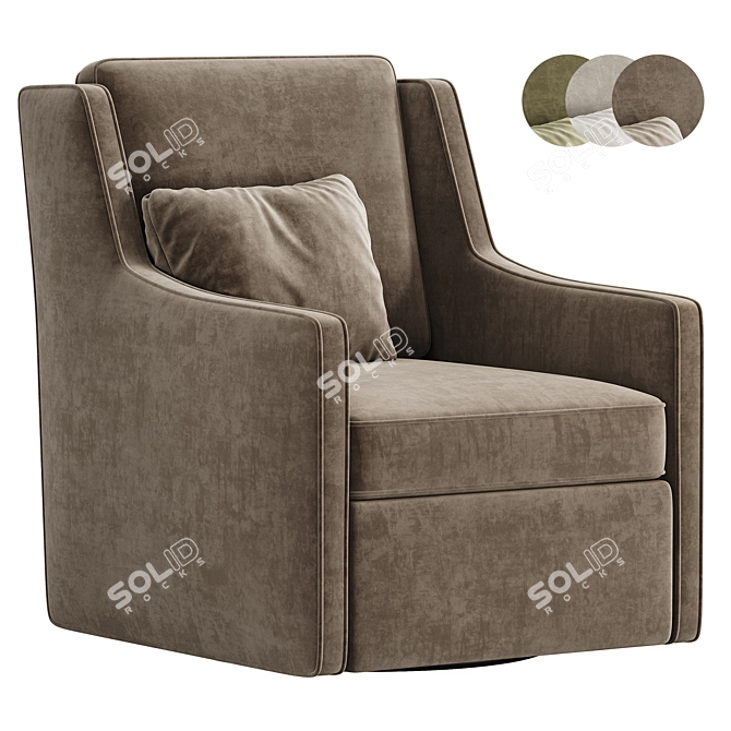  Stylish Swivel Upholstered Armchair 3D model image 2