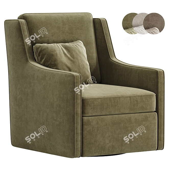  Stylish Swivel Upholstered Armchair 3D model image 3