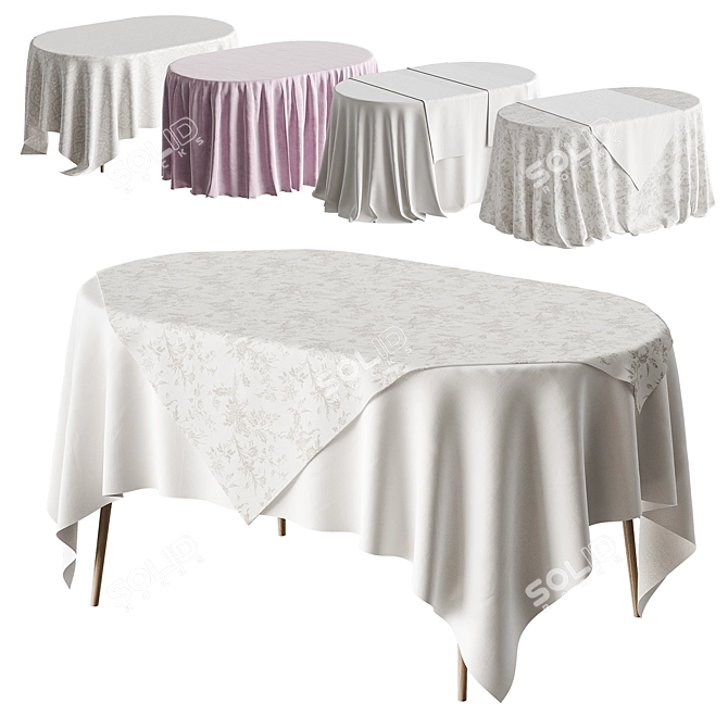 Oval Tablecloth, Various Draping Styles 3D model image 1