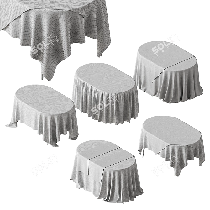 Oval Tablecloth, Various Draping Styles 3D model image 4