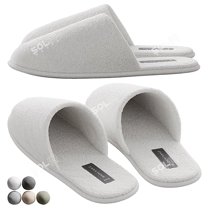 Plush Bathroom Slippers Zara Home 3D model image 1