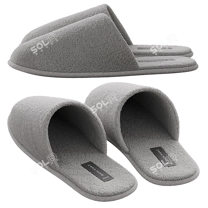 Plush Bathroom Slippers Zara Home 3D model image 3