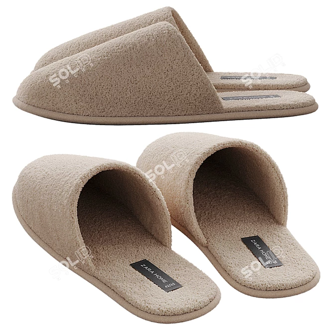 Plush Bathroom Slippers Zara Home 3D model image 5