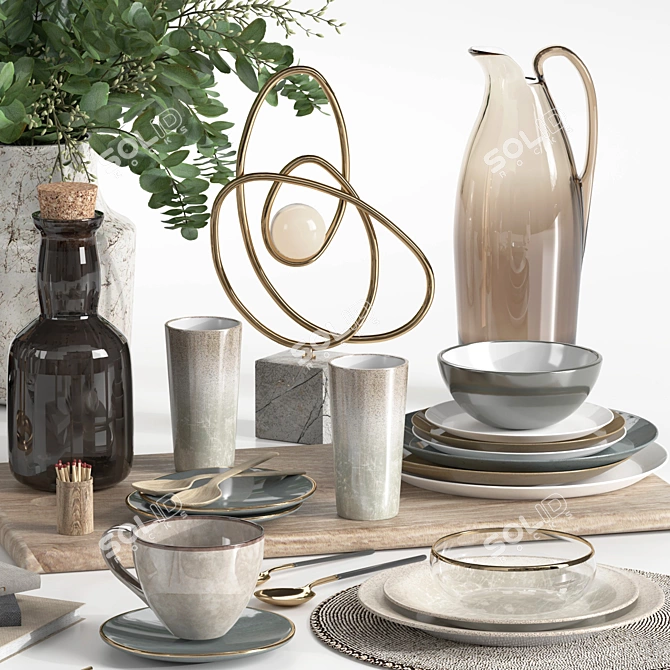 Elegant Tableware Set for 3D 3D model image 3