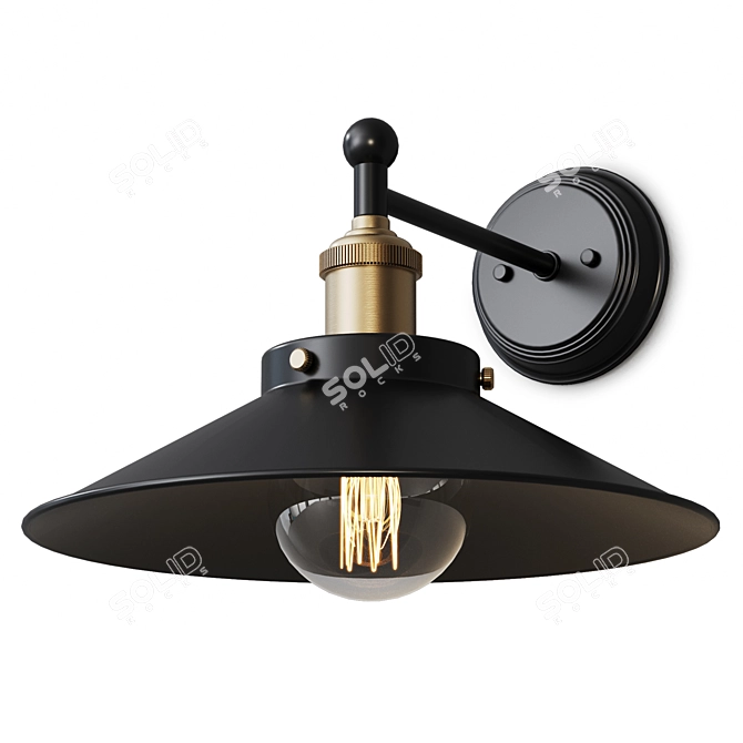 Industrial Modern Metal Glass Sconce 3D model image 1