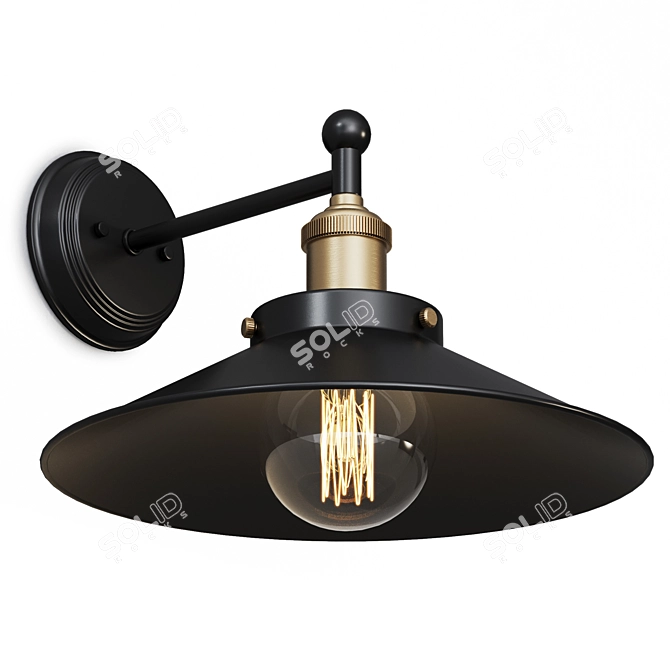 Industrial Modern Metal Glass Sconce 3D model image 2