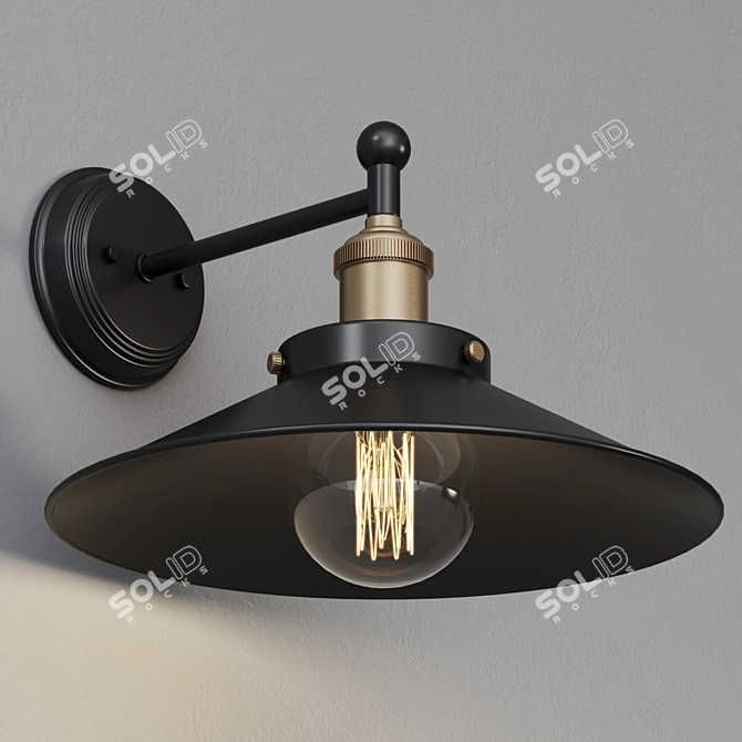 Industrial Modern Metal Glass Sconce 3D model image 7