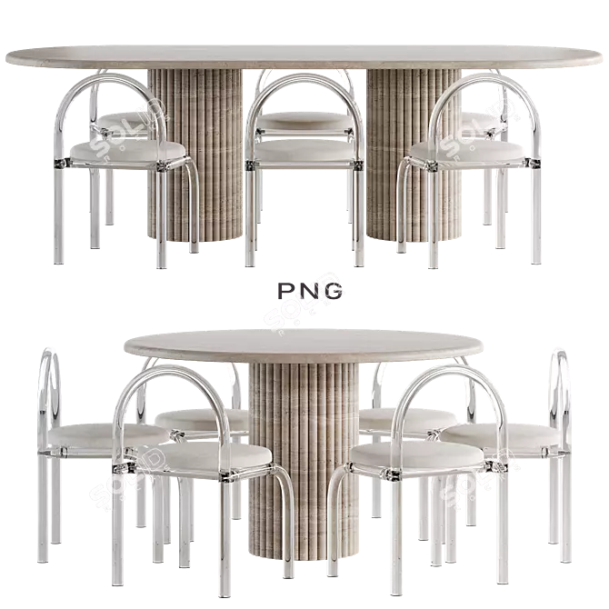 Eternity Modern Cava Fluted Set 3D model image 4