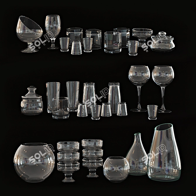 Glassware Set for Tabletop and Display 3D model image 1