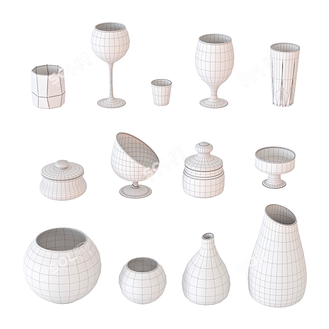 Glassware Set for Tabletop and Display 3D model image 6