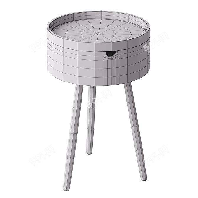 Modern Round Bedside Table White 3D model image 4