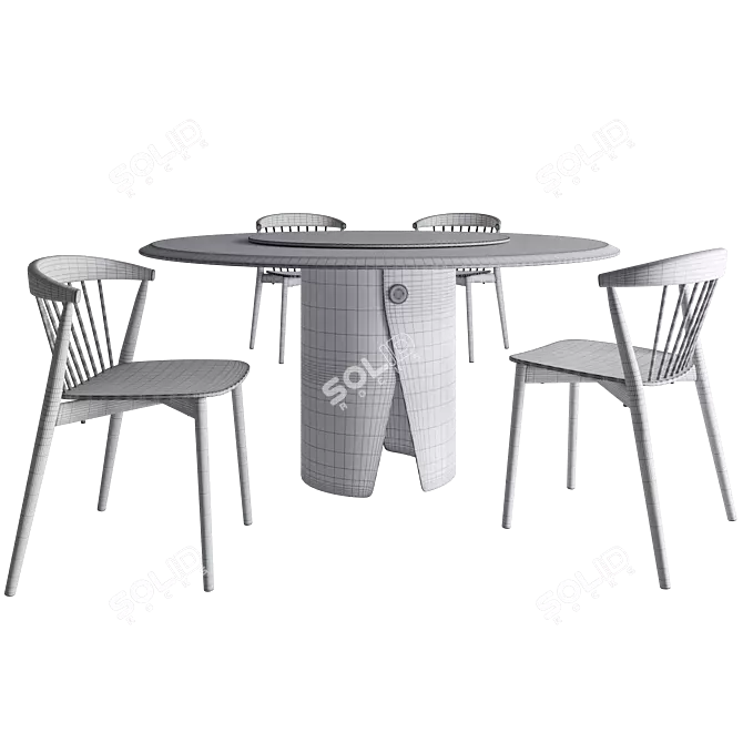 Italian Design Table & Chair 3D model image 3