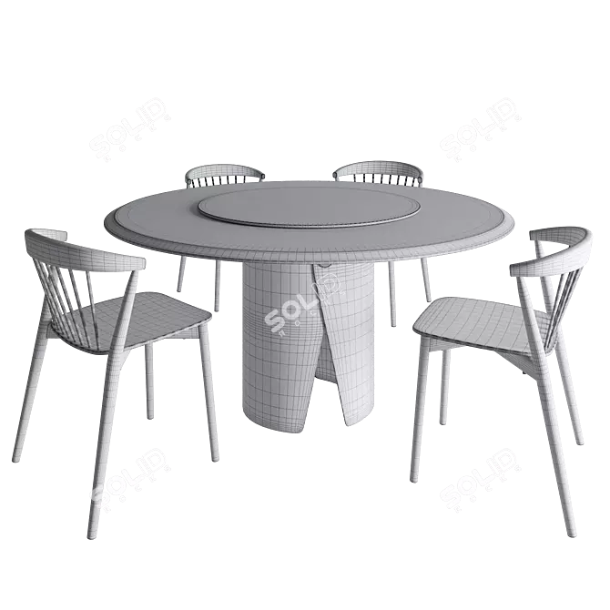 Italian Design Table & Chair 3D model image 4