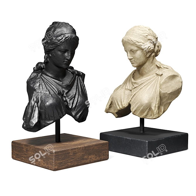 Artemis Diana Metal Plaster Bust 3D model image 1