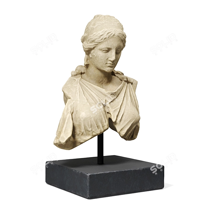 Artemis Diana Metal Plaster Bust 3D model image 2