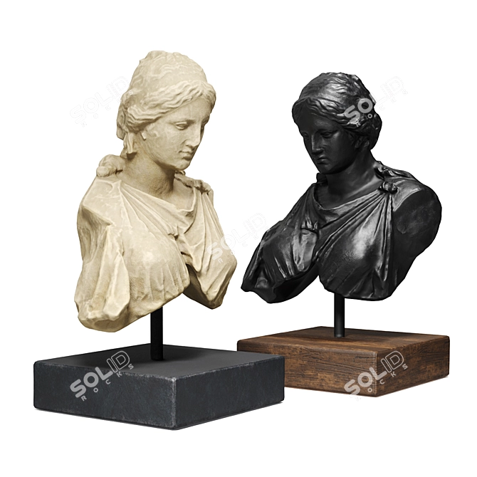 Artemis Diana Metal Plaster Bust 3D model image 5