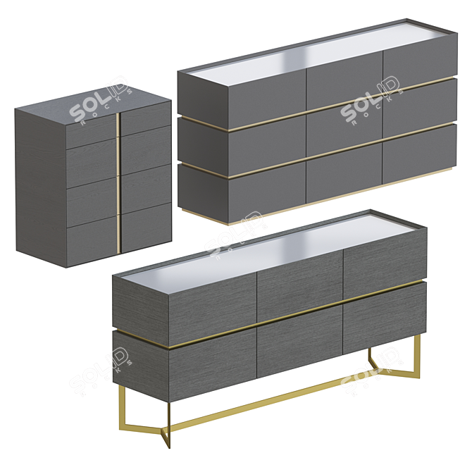 "Sakhalin" Collection Chest of Drawers - 3 Colors 3D model image 1