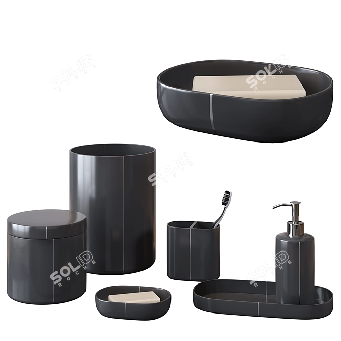 Sleek Bathroom Decor Set 3D model image 1