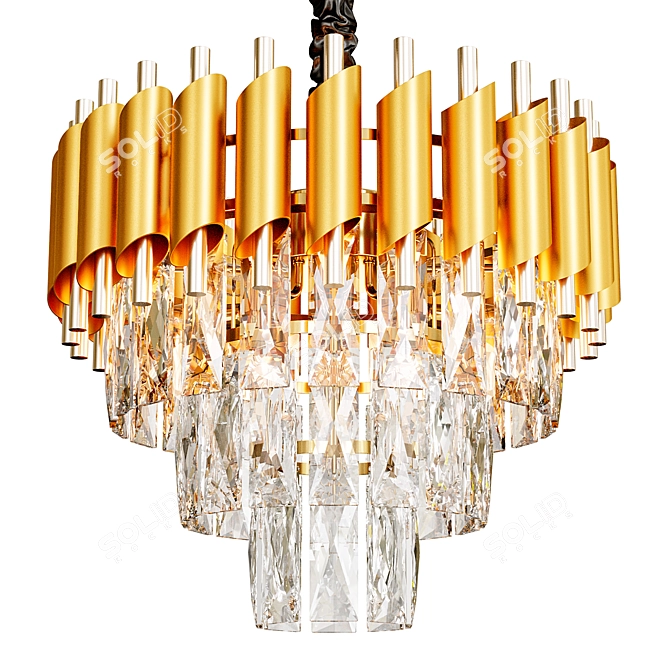 Regal Crystal Chandelier Gold Silver 3D model image 2