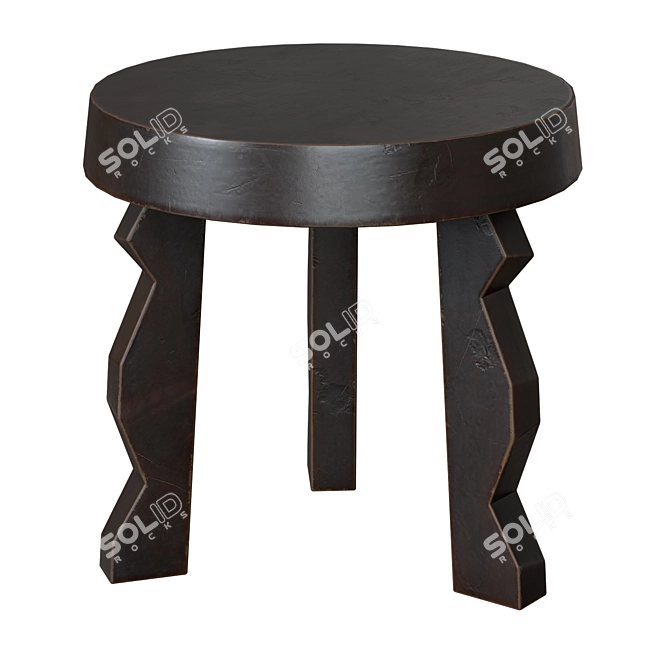 Solid Mango Wood Stool 3D model image 1