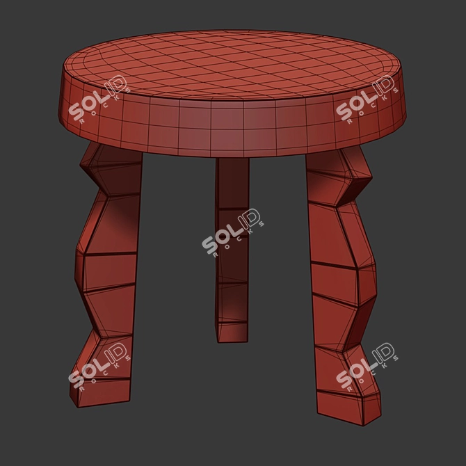 Solid Mango Wood Stool 3D model image 3