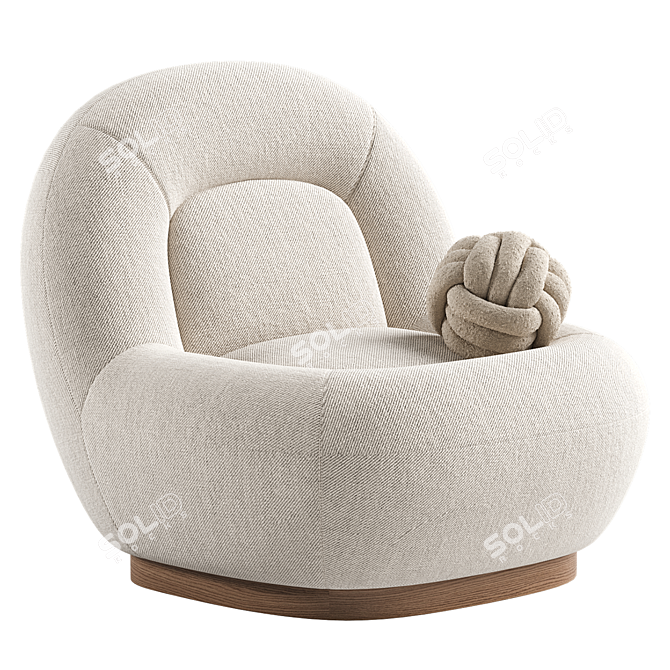 Modern Linen Lounge Chair Walnut 3D model image 6