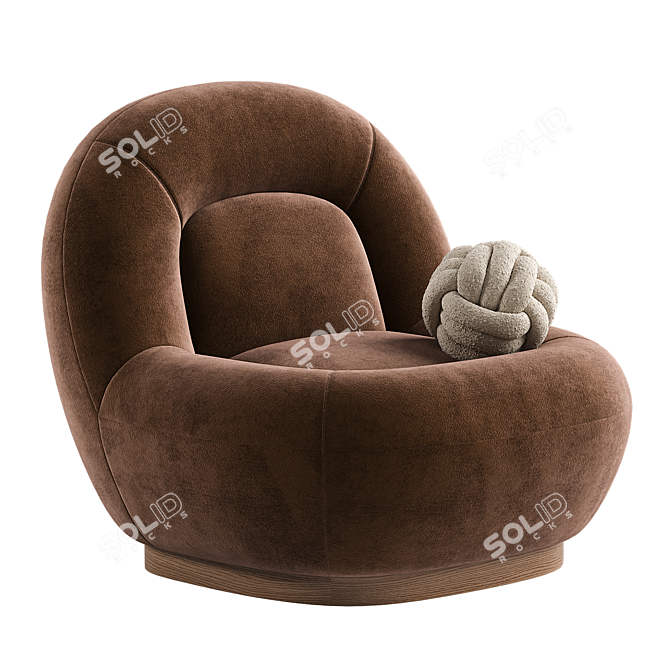 Modern Linen Lounge Chair Walnut 3D model image 8