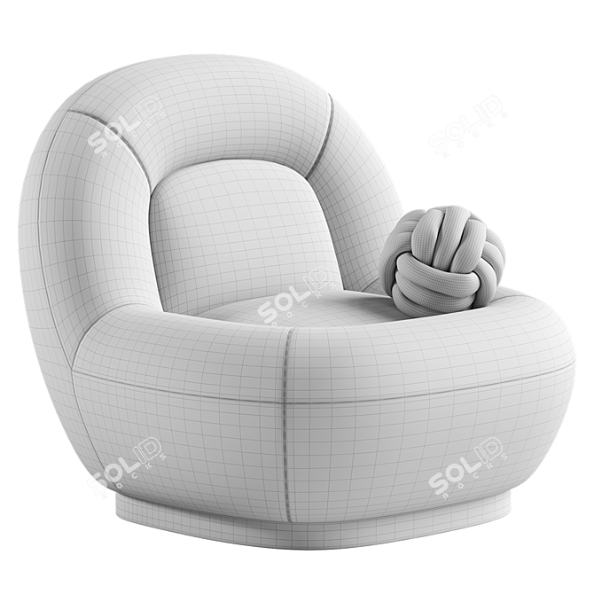 Modern Linen Lounge Chair Walnut 3D model image 13