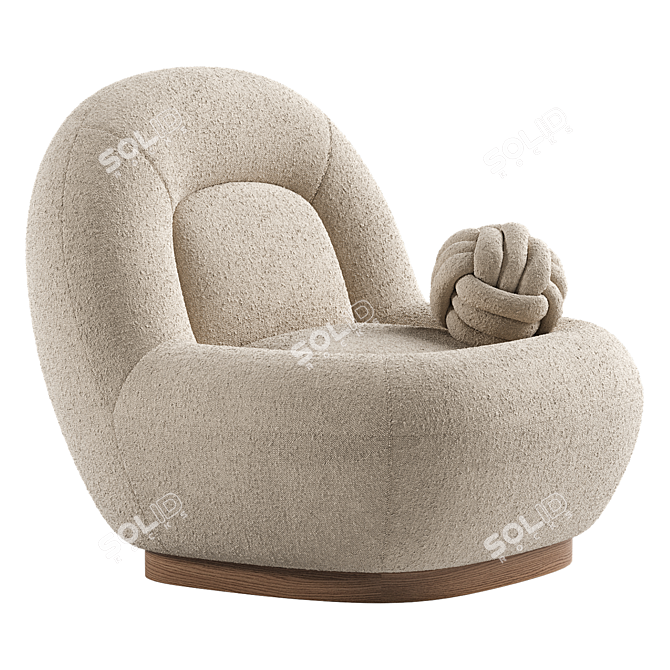 Modern Linen Lounge Chair Walnut 3D model image 16