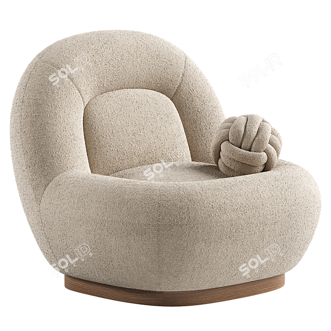 Modern Linen Lounge Chair Walnut 3D model image 22