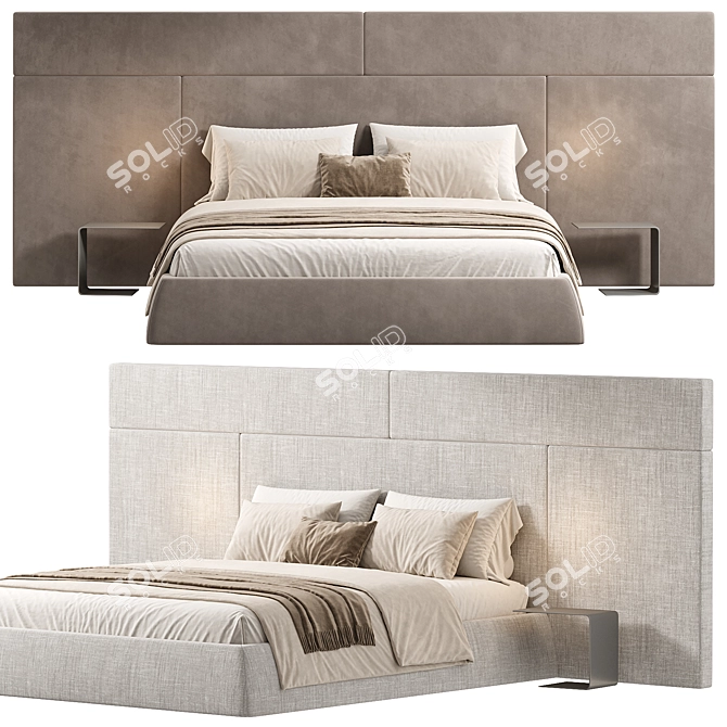 Modern Oriental Style Bed 3D model image 2