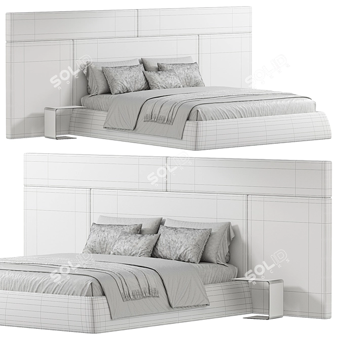 Modern Oriental Style Bed 3D model image 7