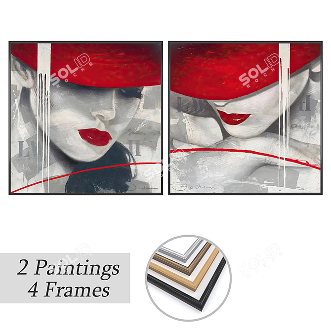 Art Set with Multiple Frames 3D model image 1