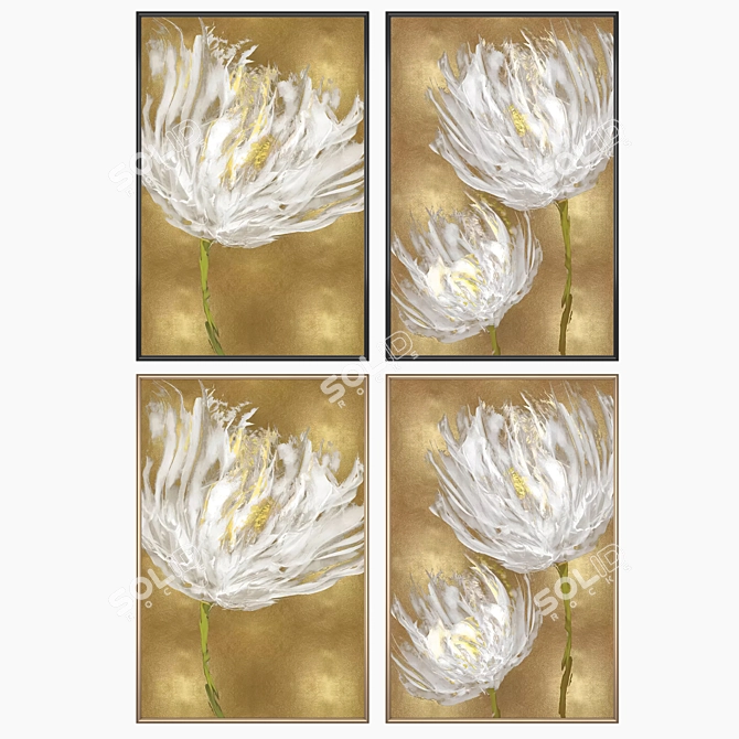  2 Paintings & 4 Frames Set 3D model image 2