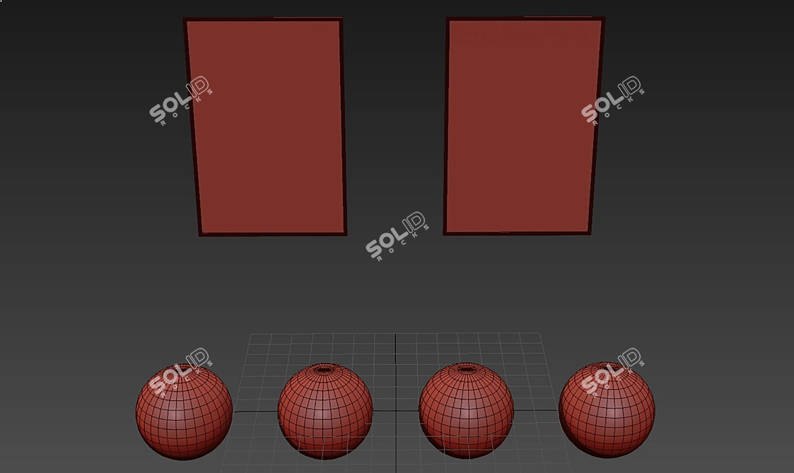  2 Paintings & 4 Frames Set 3D model image 4