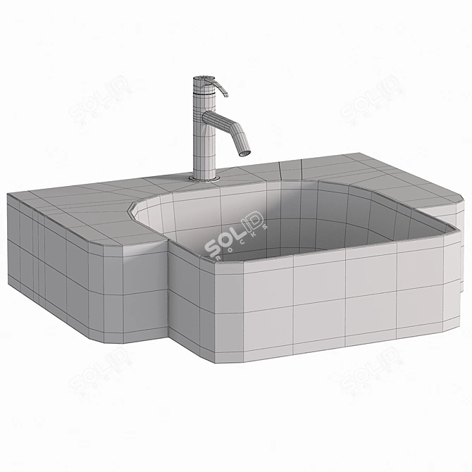 Modern Stone Wall Hung Sink 3D model image 3